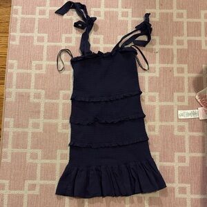 Katie J NYC Navy Blue Smocked Dress